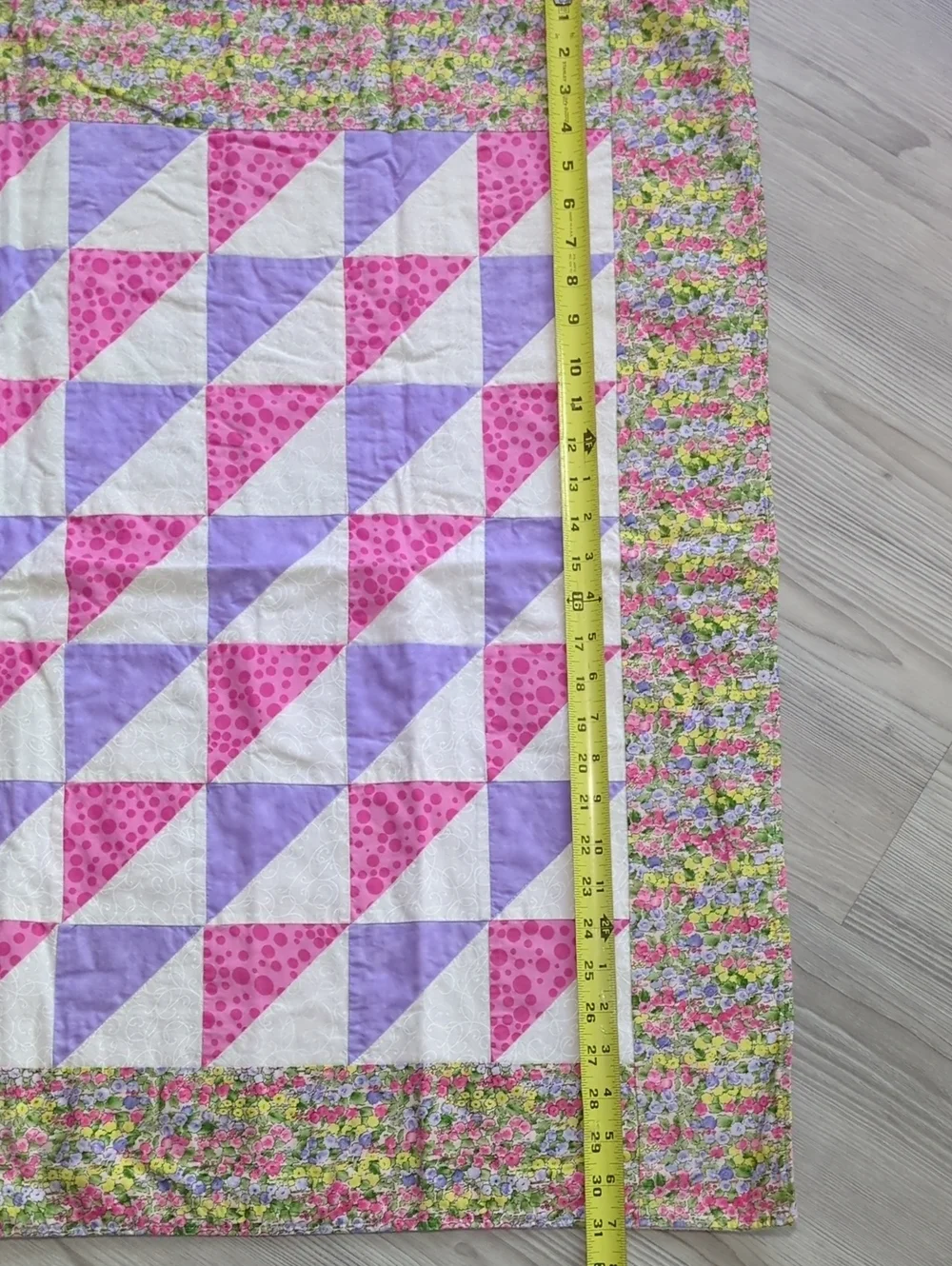 Handmade Baby Quilt Blanket Pink Purple Floral Patchwork Nursery Gift